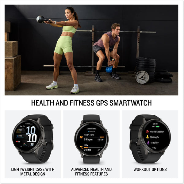 Garmin - Venu 4 GPS Smartwatch 45 mm Fiber-reinforced polymer - Slate - (2025)