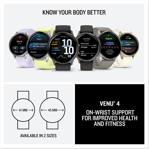 Garmin - Venu 4 GPS Smartwatch 45 mm Fiber-reinforced polymer - Slate - (2025)