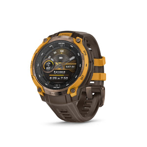 Garmin - Instinct Crossover AMOLED GPS Smartwatch 47 mm Fiber-reinforced Polymer - Bronze/sunburst with cocoa silicone band - (2025)