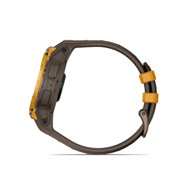 Garmin - Instinct Crossover AMOLED GPS Smartwatch 47 mm Fiber-reinforced Polymer - Bronze/sunburst with cocoa silicone band - (2025)
