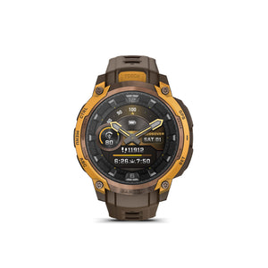 Garmin - Instinct Crossover AMOLED GPS Smartwatch 47 mm Fiber-reinforced Polymer - Bronze/sunburst with cocoa silicone band - (2025)