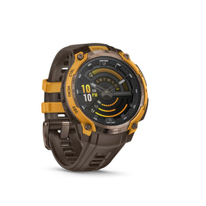 Garmin - Instinct Crossover AMOLED GPS Smartwatch 47 mm Fiber-reinforced Polymer - Bronze/sunburst with cocoa silicone band - (2025)