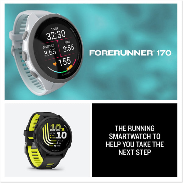 Garmin - Forerunner 170 GPS Smartwatch 43 mm Fiber-Reinforced polymer - Black/Amp Yellow - (2026)
