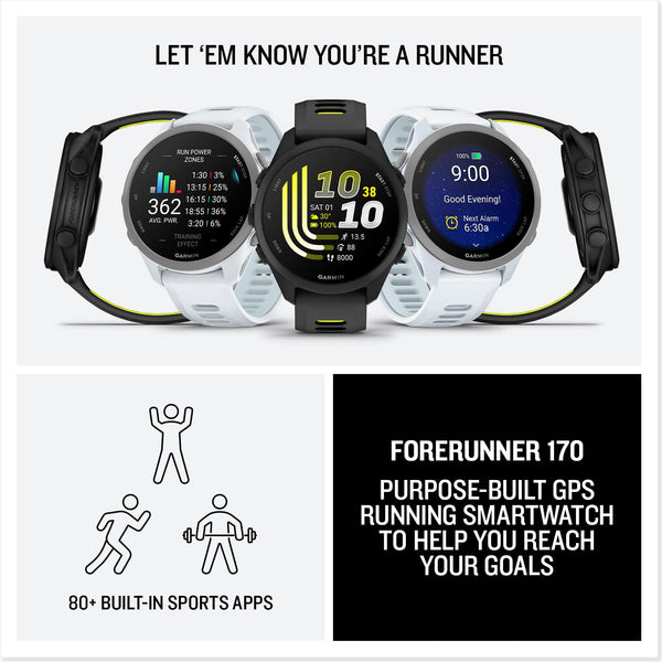 Garmin - Forerunner 170 Music GPS Smartwatch 43 mm Fiber-Reinforced polymer - Black/Amp Yellow - (2026)