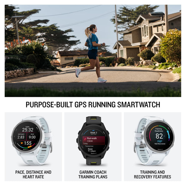 Garmin - Forerunner 170 Music GPS Smartwatch 43 mm Fiber-Reinforced polymer - Whitestone/Cloud Blue - (2026)