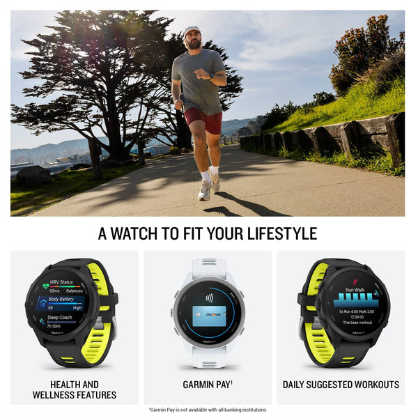 Garmin - Forerunner 170 Music GPS Smartwatch 43 mm Fiber-Reinforced polymer - Whitestone/Cloud Blue - (2026)