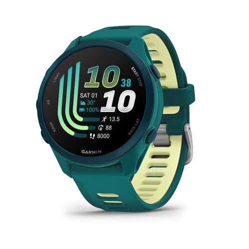 Garmin - Forerunner 170 Music GPS Smartwatch 43 mm Fiber-Reinforced polymer - Teal Green/Citron - (2026)
