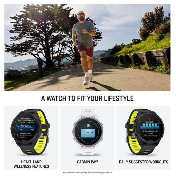Garmin - Forerunner 170 Music GPS Smartwatch 43 mm Fiber-Reinforced polymer - Red Pink/Mango - (2026)