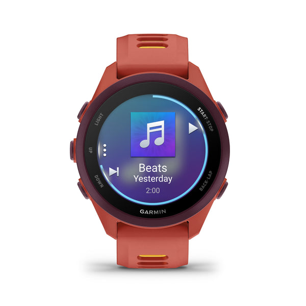 Garmin - Forerunner 170 Music GPS Smartwatch 43 mm Fiber-Reinforced polymer - Red Pink/Mango - (2026)