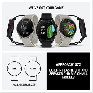 Garmin - Approach S72 - 47 mm Golf GPS Smartwatch Fiber-reinforced polymer - Carbon Gray/Red DLC Titanium - (2026)
