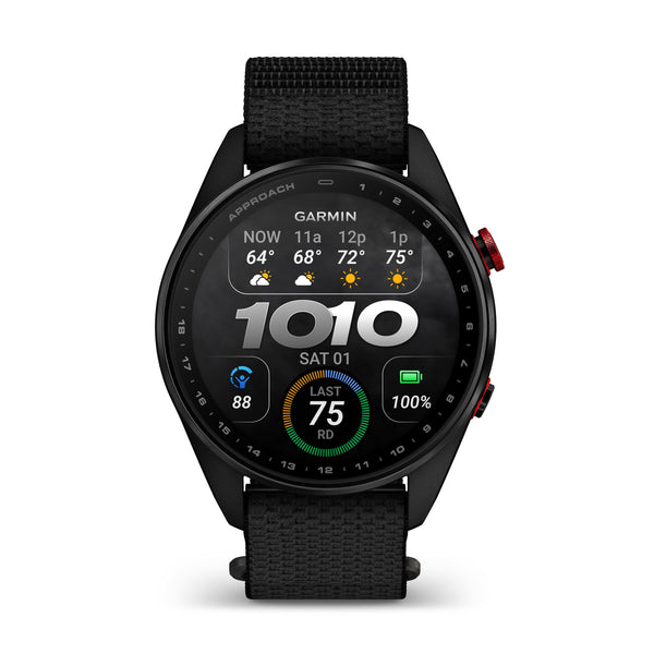 Garmin - Approach S72 - 47 mm Golf GPS Smartwatch Fiber-reinforced polymer - Carbon Gray/Red DLC Titanium - (2026)