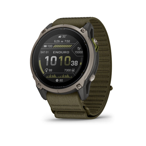 Garmin - Enduro 4 GPS Smartwatch 51mm Fiber-reinforced polymer - Titanium with Dark Olive ComfortFit fabric band - (2026)