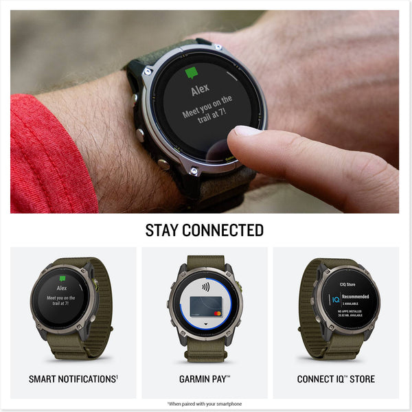 Garmin - Enduro 4 GPS Smartwatch 51mm Fiber-reinforced polymer - Titanium with Dark Olive ComfortFit fabric band - (2026)