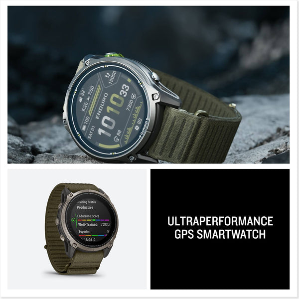 Garmin - Enduro 4 GPS Smartwatch 51mm Fiber-reinforced polymer - Titanium with Dark Olive ComfortFit fabric band - (2026)