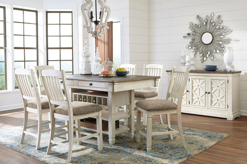 Bolanburg - Rectangular Counter Table Set #8pc.table,6barstools,server