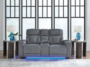 Studio Cave - Sofá biplaza reclinable eléctrico con consola - Acero