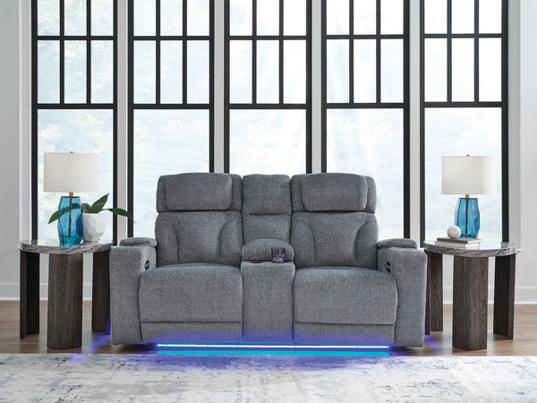 Studio Cave - Sofá biplaza reclinable eléctrico con consola - Acero