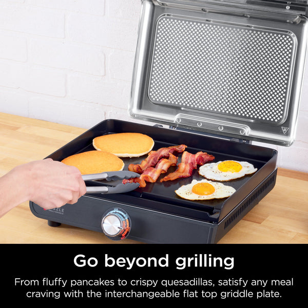 Ninja - Sizzle Countertop Indoor Grill & Griddle with Interchangeable Grill and Griddle Plates - Gray/Silver