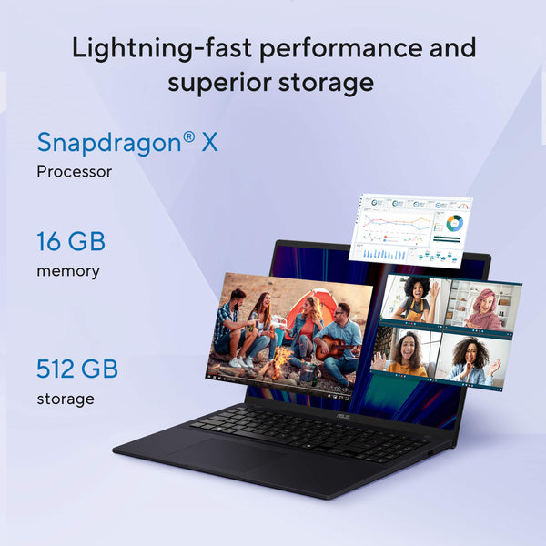ASUS - Vivobook 16 16" FHD+ Laptop - Copilot+ PC - Snapdragon X with 16GB Memory - 512GB SSD - Quiet Blue