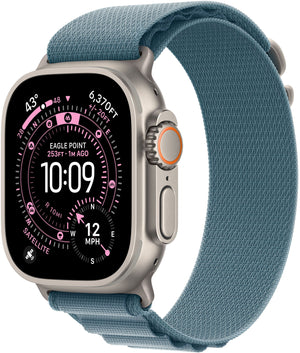 Apple Watch Ultra 3 (GPS+Cellular) 49mm Titanium Case with Light Blue Alpine Loop - Small - Natural - (2025)