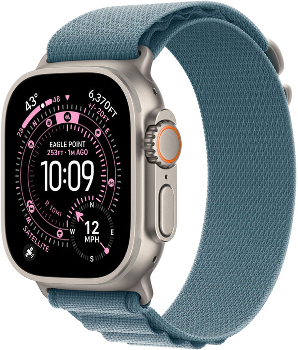 Apple Watch Ultra 3 (GPS+Cellular) 49mm Titanium Case with Light Blue Alpine Loop - Small - Natural - (2025)