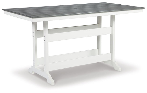 Transville - Rectangular Counter Table With Umbrella Option - Gray / White
