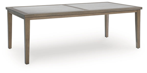 Rancho Rainier - Mesa de Comedor Rectangular con Opción para Sombrilla - Marrón / Beige