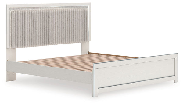 Zuraleus - Upholstered Panel Platform Bed With Roll Slats #white #king