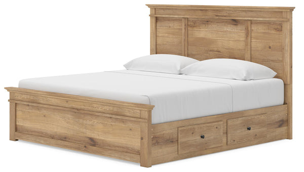 Makidern - Panel Storage Bed #lightbrown #king #2underbedstorageunits
