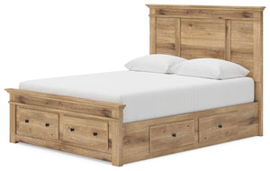 Makidern - Panel Storage Bed #lightbrown #queen #2underbedstorageunitsandstoragefootboard