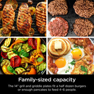 Ninja - Sizzle Countertop Indoor Grill & Griddle with Interchangeable Grill and Griddle Plates - Gray/Silver