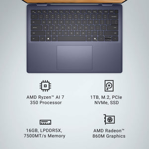 Dell - Plus 14" 2K 2-in-1 Touchscreen Laptop - AMD Ryzen AI 300 Series AI 7 350 2025 - 16GB Memory - 1TB Storage - Copilot+ PC - Midnight Blue