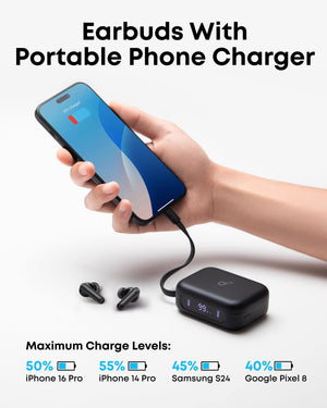 Soundcore - by Anker P41i Bluetooth Wireless In Ear Earbuds with Portable USB-C 3,000mAh Phone Charger - Black