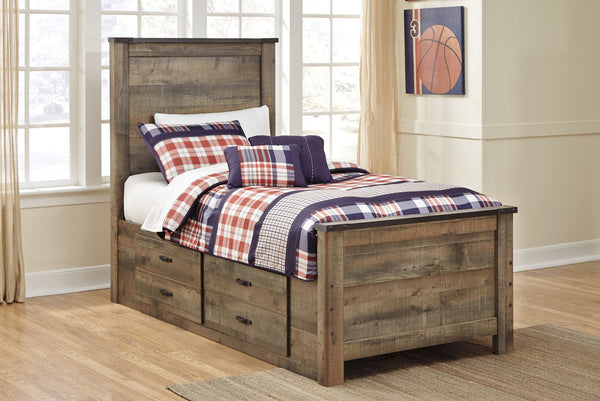 Trinell - Panel Bed #twin #2drawers