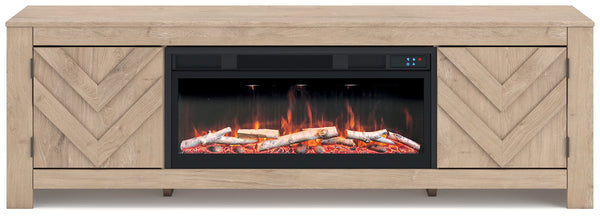 Cayboni - LG TV Stand With Fireplace Option #beige #fireplacetvstands