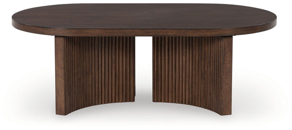 Korestone - Mesa de centro ovalada - Marrón oscuro