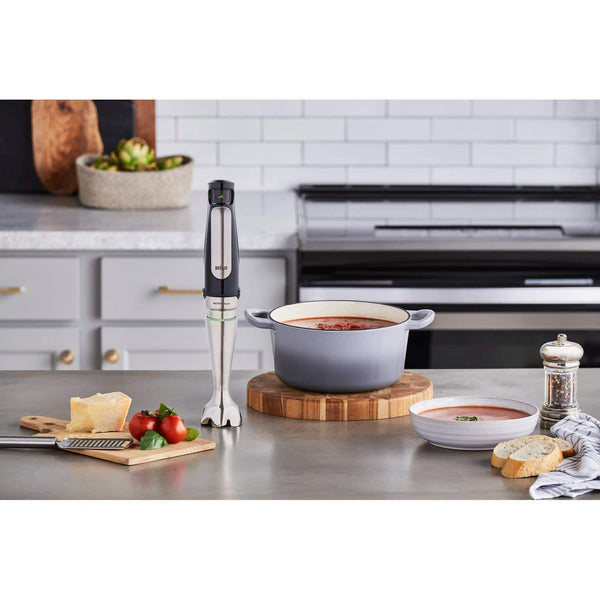 Braun - MultiQuick Smart-Speed Hand Blender with 500 Watts of Power, Whisk, Masher, and 6-Cup Food Processor - Stainless Steel
