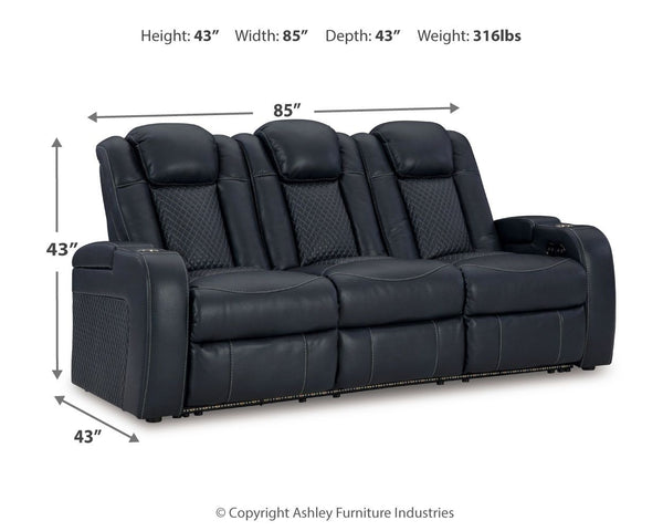 Fyne-dyme - Power Reclining Sofa With Adj Headrest #blue