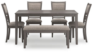 Wrenning - Juego de mesa de comedor (Set de 6) - Gris