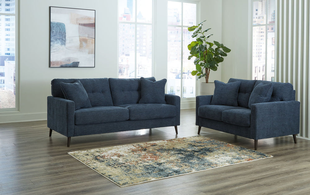 Bixler - Living Room Set #blue #2pc.sofa,loveseat