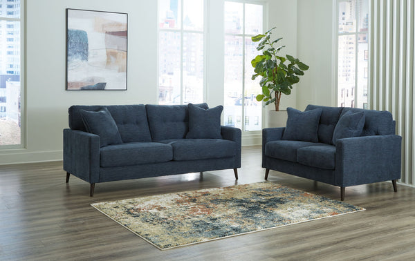 Bixler - Living Room Set #blue #2pc.sofa,loveseat