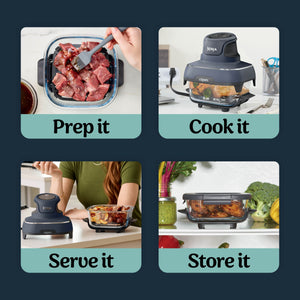 Ninja - Crispi 4-in-1 Portable Glass Air Fryer Cooking System - Gray