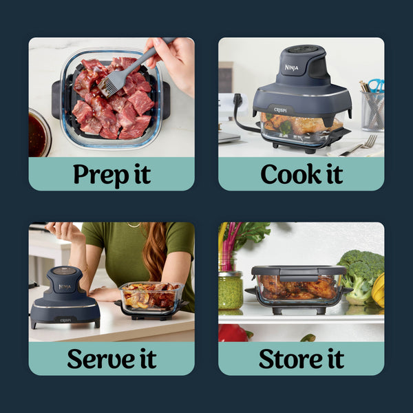 Ninja - Crispi 4-in-1 Portable Glass Air Fryer Cooking System - Gray