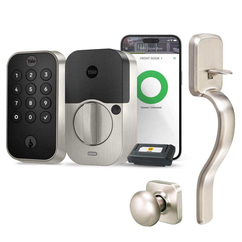 Yale - Assure Lock 2 - Smart Lock Wi-Fi Deadbolt with Push Button Keypad | Key Access - Ridgefield Handle - Satin Nickel