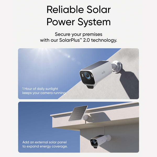 eufy - eufyCam S3 Pro, Outdoor Wireless 4K Solar Powered Add-On Security Camera (Base Not Included) - White