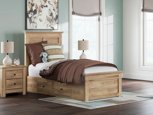 Makidern - Panel Storage Bed #lightbrown #twin #underbedstorageunit