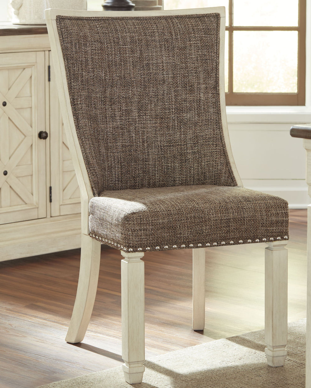 Bolanburg - Silla de comedor tapizada (juego de 2) - Respaldo enrejado - Marrón/Beige