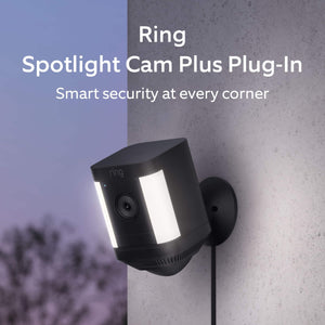 Ring - Spotlight Cam Plus Outdoor/Indoor 1080p Plug-In Surveillance Camera - Black