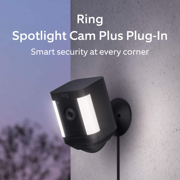 Ring - Spotlight Cam Plus Outdoor/Indoor 1080p Plug-In Surveillance Camera - Black