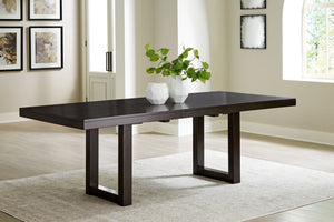 Neymorton - Mesa de comedor rectangular con extensión tipo mariposa - Marrón grisáceo oscuro